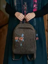 ハイビス刺繍デザインの手作りシルクリュック【ヴィンテージスタイル】