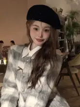 ステッチ付きベレー帽【秋冬用・ウール・ヴィンテージ風・小顔効果】