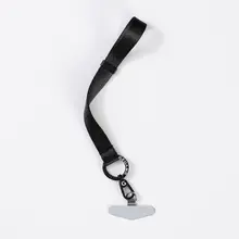 スマホ用調節可能なストラップ付きショートケース【ブラック・シンプルデザイン・防失くし対策】