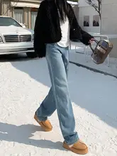 高腰スリムワイドデニムパンツ【レディース・ストレート・秋冬用・体型カバー】（セットアップ対応）