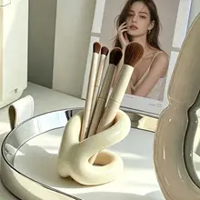 メイクブラシスタンド コスメ収納 セラミック 高級感 上品 卓上オーガナイザー ドレッサー ペン立て