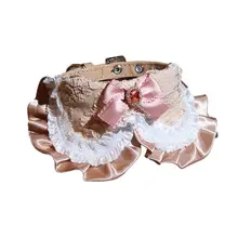 ペット用のバタフライリボン付き首輪とリード【小型犬用・おしゃれなスカーフデザイン】