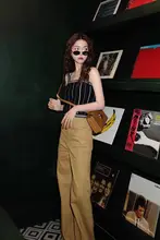 デニムワイドパンツ【高腰・ストレートデザイン・シルエット・レトロ風】
