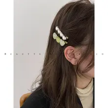パールハートデザインのサイドバングヘアクリップ【甘い印象・前髪用】