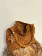 灯芯绒手編みトートバッグ【女性用・ショルダーバッグ・秋冬用】
