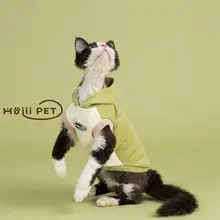 HOiii PET 秋冬用 ヴィンテージ風 配色 ノースリーブフード付きウェア【デボンレックス向け・柔らか素材】
