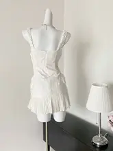 ドライミ ホワイトレース切替ミニプリーツドレス【ウエストタイト・スタイルアップ】