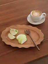 質感のチェリーウッド製朝食用木製プレート【手作り・スプーン付き】