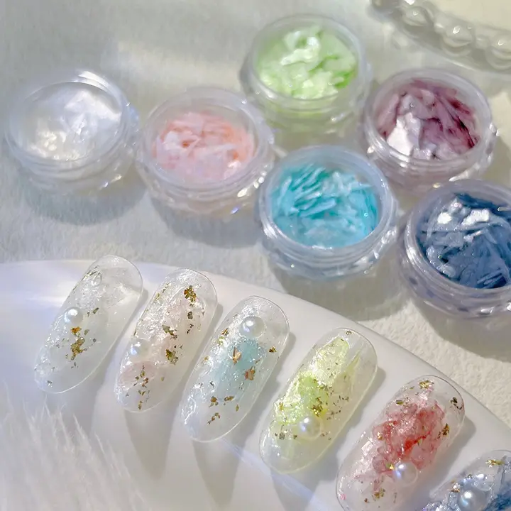 星砂風薄貝殻ネイルアート装飾品【立体的で不規則なデザイン】