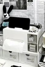 デスク用多機能ティッシュボックス【学生向け・収納ペンホルダー・卓上整理】