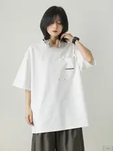 漫渡 320gダブルファブリック刺繍ポケット付きショートスリーブTシャツ【ルーズフィット・ポケットデザイン  】