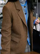 Jicouture 秋葉柄ウールコート【冬用・シングルブレスト・スリムフィット・レディース】