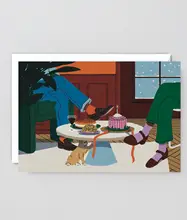 Wrap 抽象アートカード【花と森の建築イラスト・インテリア装飾用・ポストカード】