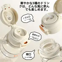 シンプルデザインのダブルストロー水筒【夏用・大容量・携帯便利・漏れ防止・運動用】