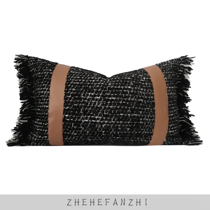 現代風の中華スタイル抱き枕【デザイナー製・長形・黒橙色・ソファ用】