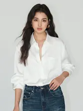 艶やかなサテン長袖シャツ【ゆったりしたデザイン・女性用・個性的なスタイル】