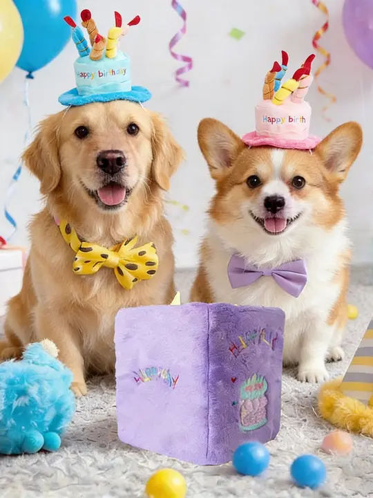 ペット用誕生日ケーキ帽子【犬猫用・可愛いデザイン・撮影小道具・パーティー用】