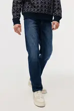 青のウォッシュデニムパンツ【カジュアルストレート・秋用・男性用】