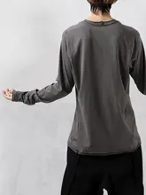 GAOSTUDIOS 無地コットン長袖Tシャツ【メンズ・薄手・裏地2層・ルーズフィット・春用】