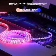 Type-C発光グラデーション急速充電ケーブル【100W・デュアルCポート・iPhone 14対応・3in1 USBケーブル・車載用】