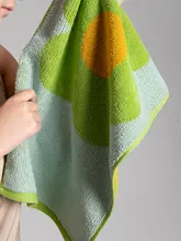 北欧風 太陽花デザインの純綿フェイスタオル【柔らかい・成人用・洗顔・優れた吸水性】