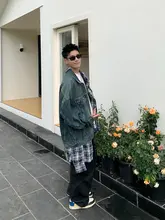 Holocene ヴィンテージ風デニムジャケット【洗い加工・大きなパッチワーク・高級デザイン】