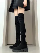 極上の柔らかさの膝上ブーツ【スエード・フィット感・ハイヒール・厚底】