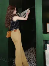 デニムワイドパンツ【高腰・ストレートデザイン・シルエット・レトロ風】
