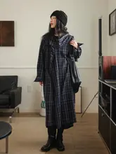 春季にぴったりのチェック柄シャツワンピース【デザイン性抜群・ロング丈】