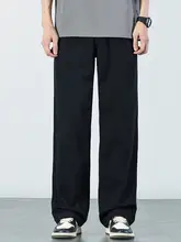 デニムパンツ メンズ ストレート ルーズ ドレープ ブラック ストリート ヴィンテージ ベーシック 「HAOZHI」