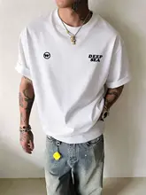 クリーンフィット文字プリント半袖Tシャツ【ストリートスタイル・コットン製・男性用】