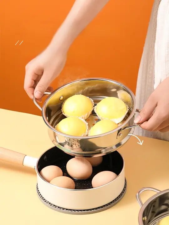 学生用 厚手ステンレススチール蒸し器【小さな点心、蒸し鍋一体型】