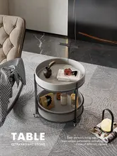 イタリアンスタイルの軽量移動可能サイドテーブル【サドルレザー・丸型・ソファ用】