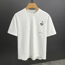 刺繍入り白短袖Tシャツ【メンズ・夏用・フィット】