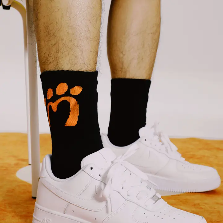 MAOZYWORLD 無地 Mロゴ 中筒コットンソックス【四季用・アウトドア・ユニセックス・カジュアル】