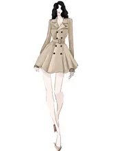 カジュアルなカキ色ドレスコート【ウエストベルト付き・秋用】（セットアップ対応）