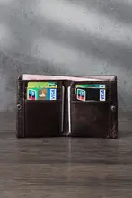 レトロな牛革製 メンズ短財布【高級感・竿型ファスナー】