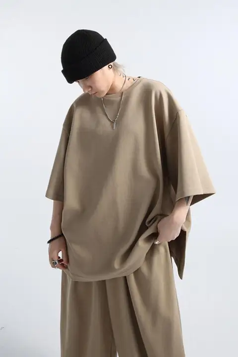 超大Tシャツ【両面コットン・オーバーサイズ】とワイドレッグパンツ（セットアップ対応）