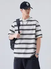 ストライプデザインのクール感Tシャツ【メンズ・短袖・ゆったりシルエット・通気性】