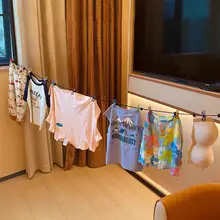 旅行用 コンパクトな衣類乾燥ロープ【クリップ付き・弾性バンド・ホテル用】