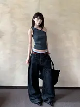 アメリカンヴィンテージ風 バタフライカットデニムパンツ【ユニセックス・ウォッシュ加工・フィット・スリム効果】