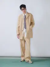 粗いテクスチャーのコットンカジュアルジャケット【ポケット付き・ビンテージスタイル・中丈】