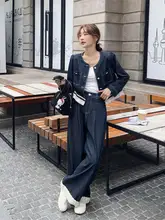 独特デザインのデニム2点セット【秋用・ファッショナブル・韓国スタイル】（セットアップ対応）
