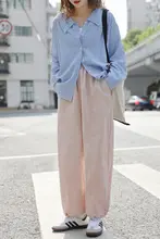 花吉 K266 ゆったりストレート パラシュートパンツ【白桃ピンク・抽絞り・秋用・レディース】