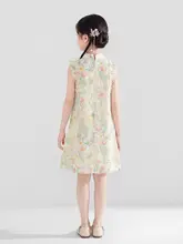 夏用花柄子供用ワンピース【中華風・ドレススタイル】（セットアップ対応）