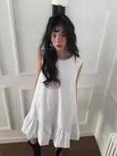 フリル付きフラワーキャミワンピース【夏用・スウィート・無袖・小柄対応】