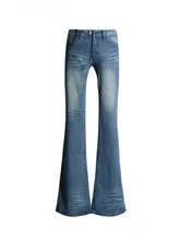 ヴィンテージ風ブーツカットデニムパンツ【レディース・ローウエスト・タイトフィット・ストレッチ】（セットアップ対応）