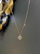 S925純銀製 超輝くスターサンフラワー ジルコニアネックレス【デリケート・クラス感・ロングネック】