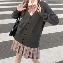 JKスタイル可愛いコットンニットカーディガン【秋冬用・ゆったりデザイン・制服対応】