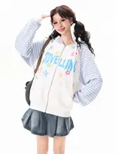 ストライプ柄デザインのカーディガン【ゆったりとしたシルエット・春秋用・女性用】